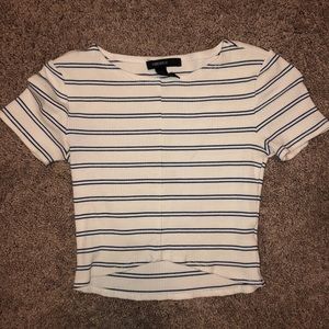 Striped White/Blue Crop Top: Small
